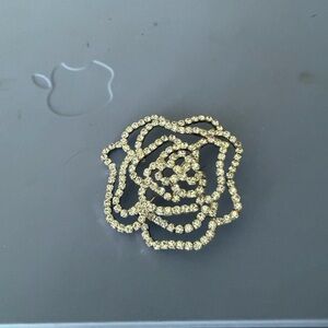 Lord & Taylor Gold Crystal Rose Brooch